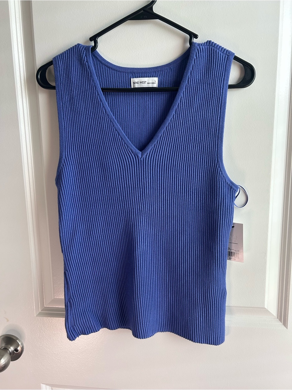 Nine West Periwinkle Ribbed V-Neck Tank